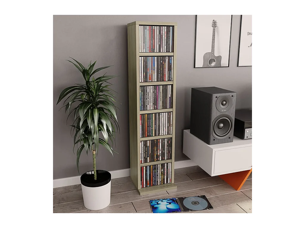 CD-Schrank Sonoma-Eiche 21x20x88 cm Holzwerkstoff
