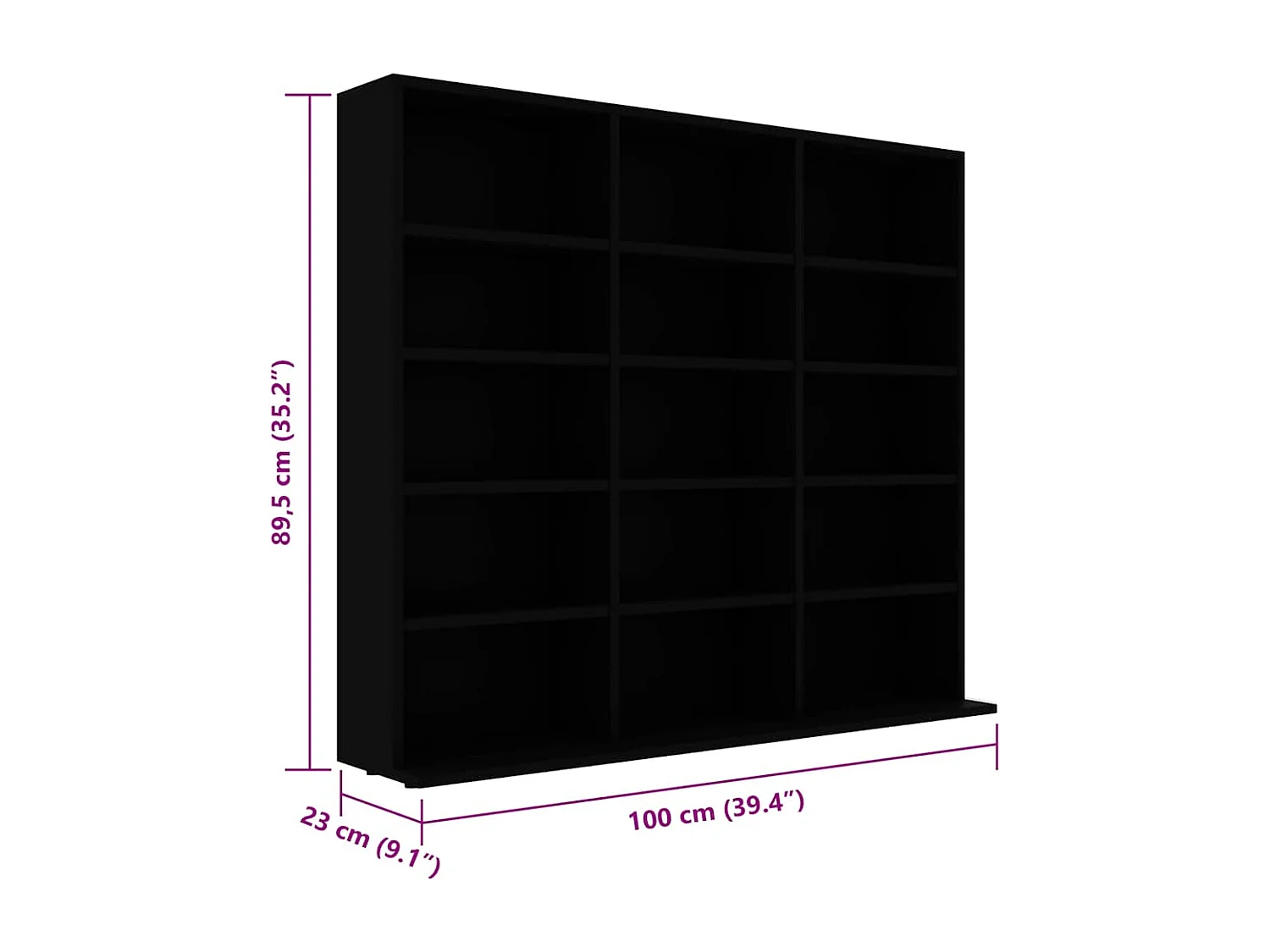 Armoire à CD Noir 100x23x89,5 cm Aggloméré