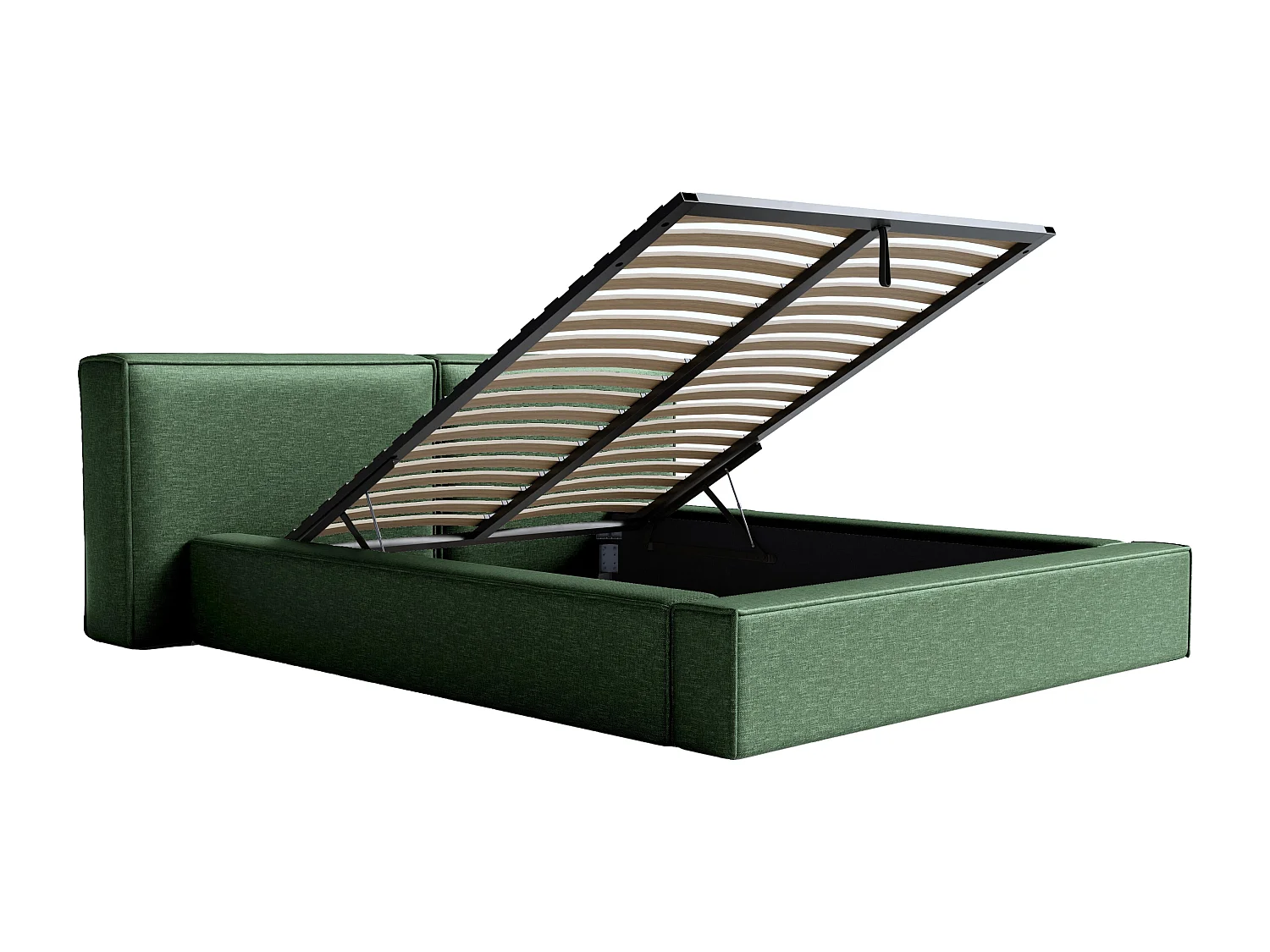 Lit coffre 160 x 200 cm - Tissu - Vert sapin + Matelas - TIMANO de Pascal Morabito