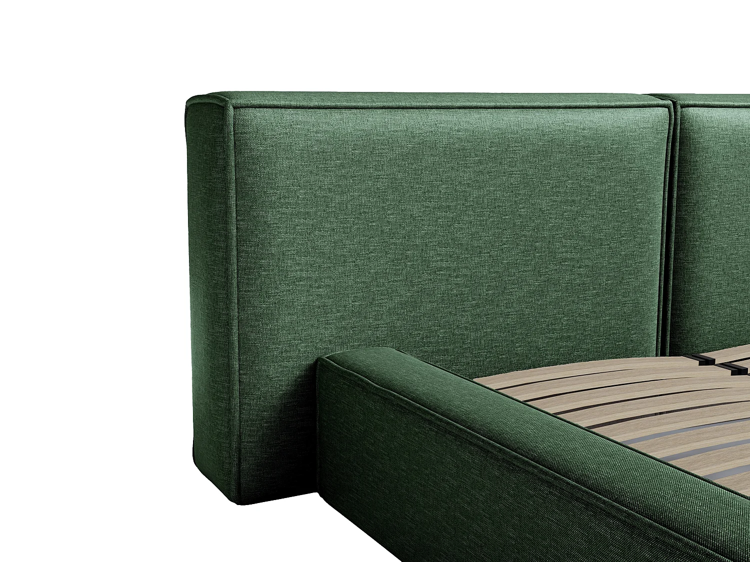 Lit coffre 160 x 200 cm - Tissu - Vert sapin + Matelas - TIMANO de Pascal Morabito