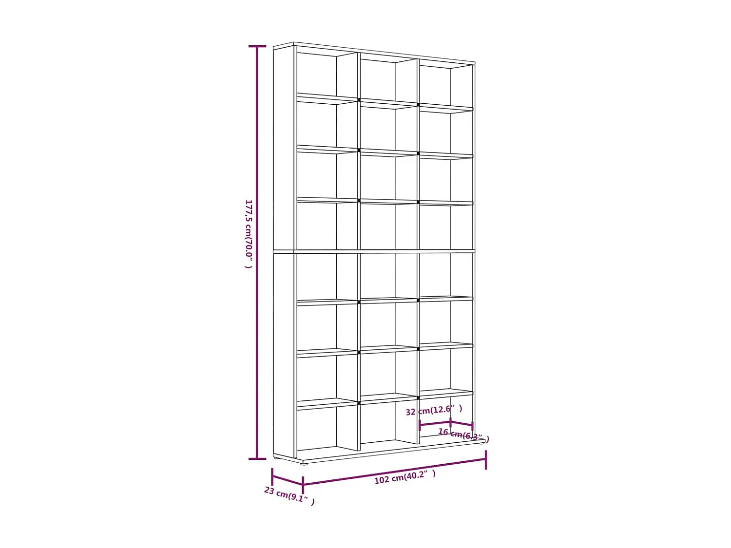 Cd-kast 102x23x177,5 cm bewerkt hout bruin eikenkleur