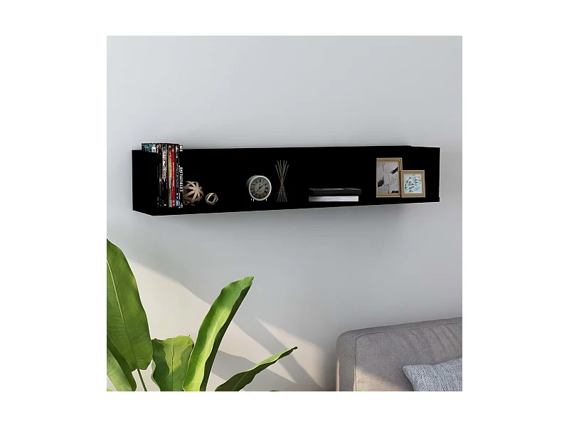 Étagère murale à CD Noir 100x18x18 cm Bois d'ingénierie