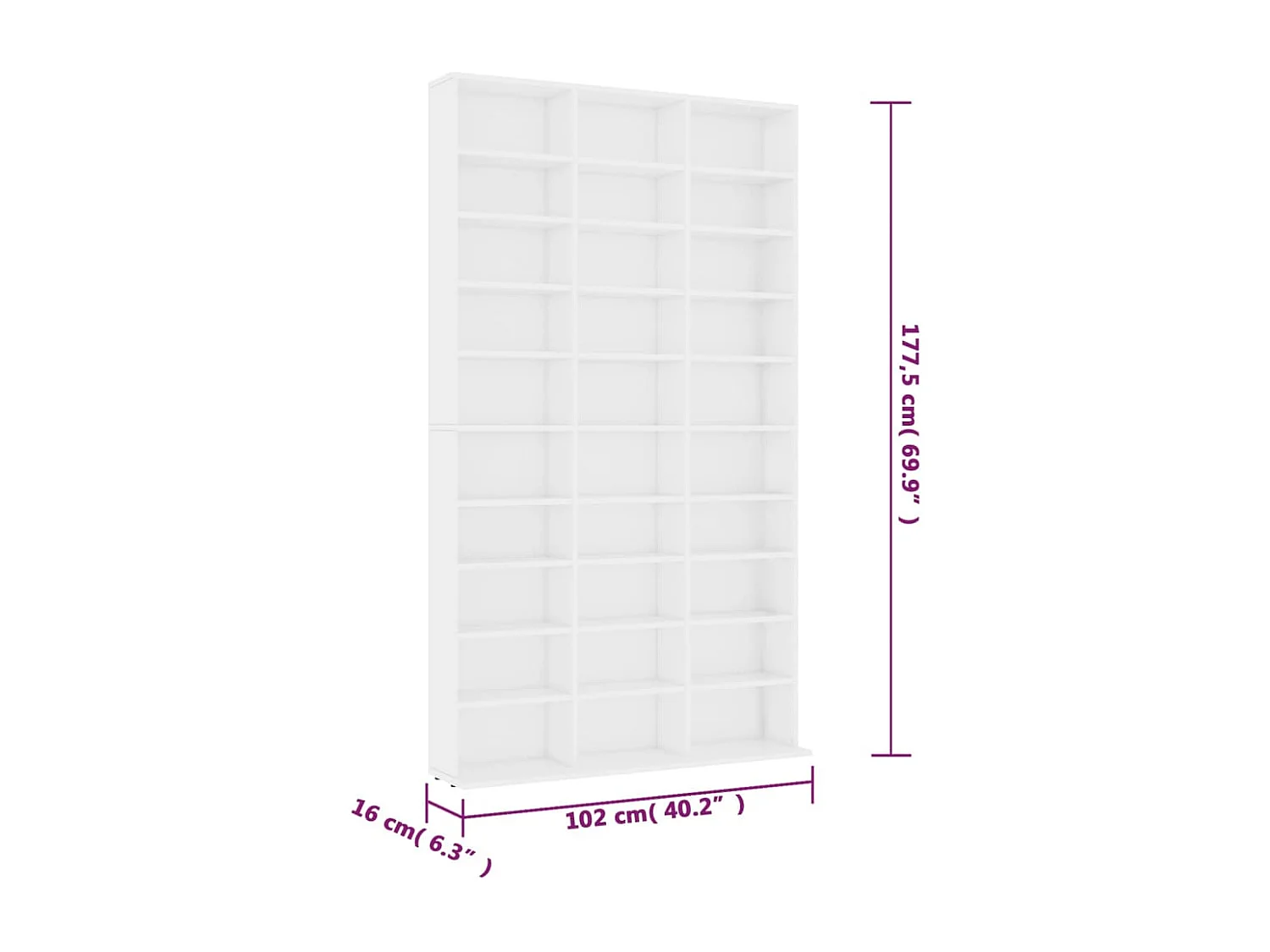 CD-Schrank Weiß 102x16x177,5 cm Holzwerkstoff