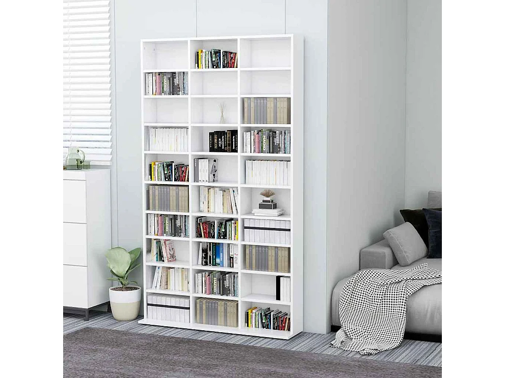Cd-kast 102x23x177,5 cm bewerkt hout wit