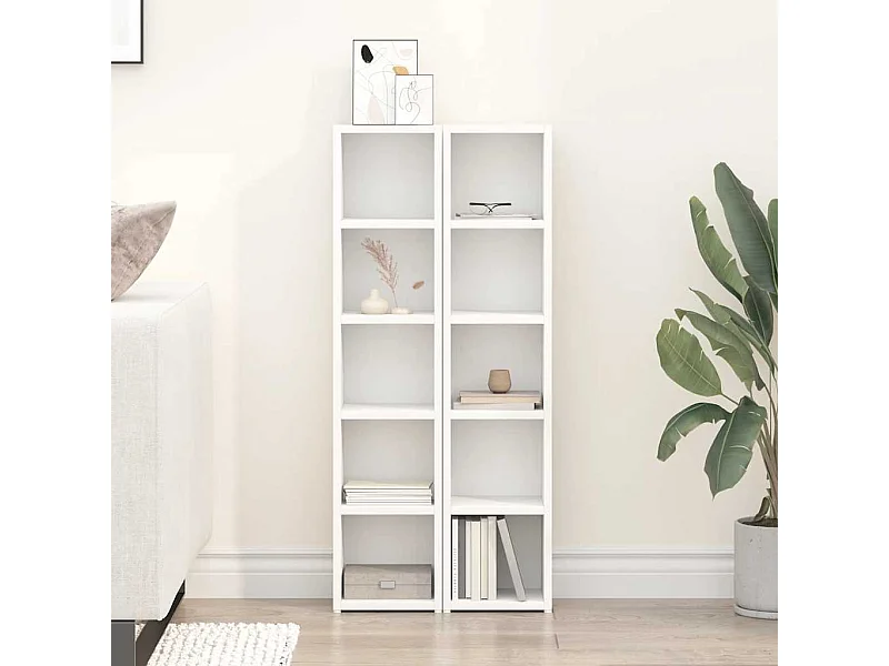 Armoires à CD 2 pcs Blanc 21x16x93,5 cm Aggloméré