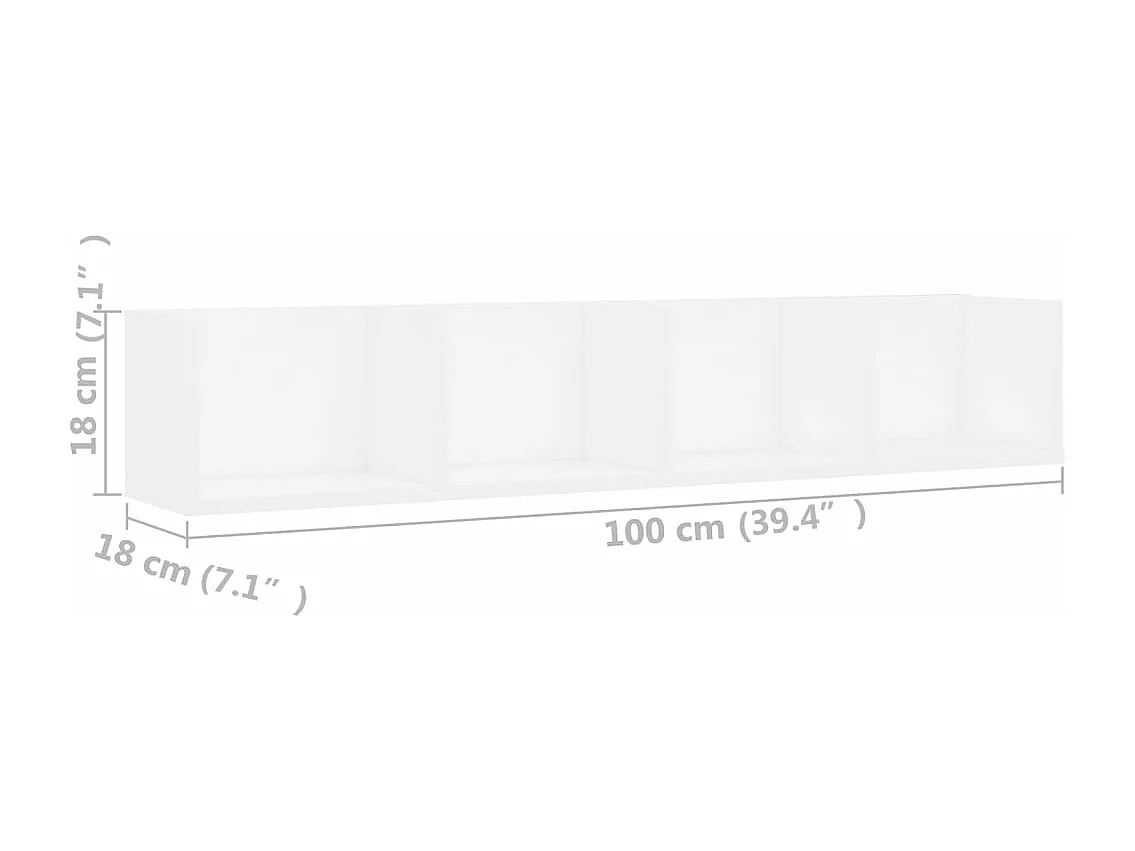 Étagère murale à CD Blanc 100x18x18 cm Bois d'ingénierie