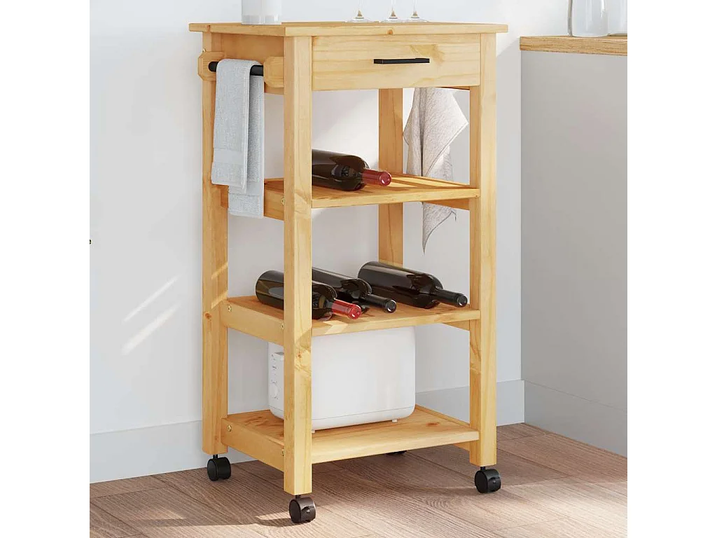 Chariot de cuisine MONZA 48x40x88,5 cm bois massif de pin