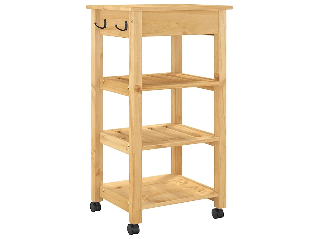 Chariot de cuisine MONZA 48x40x88,5 cm bois massif de pin