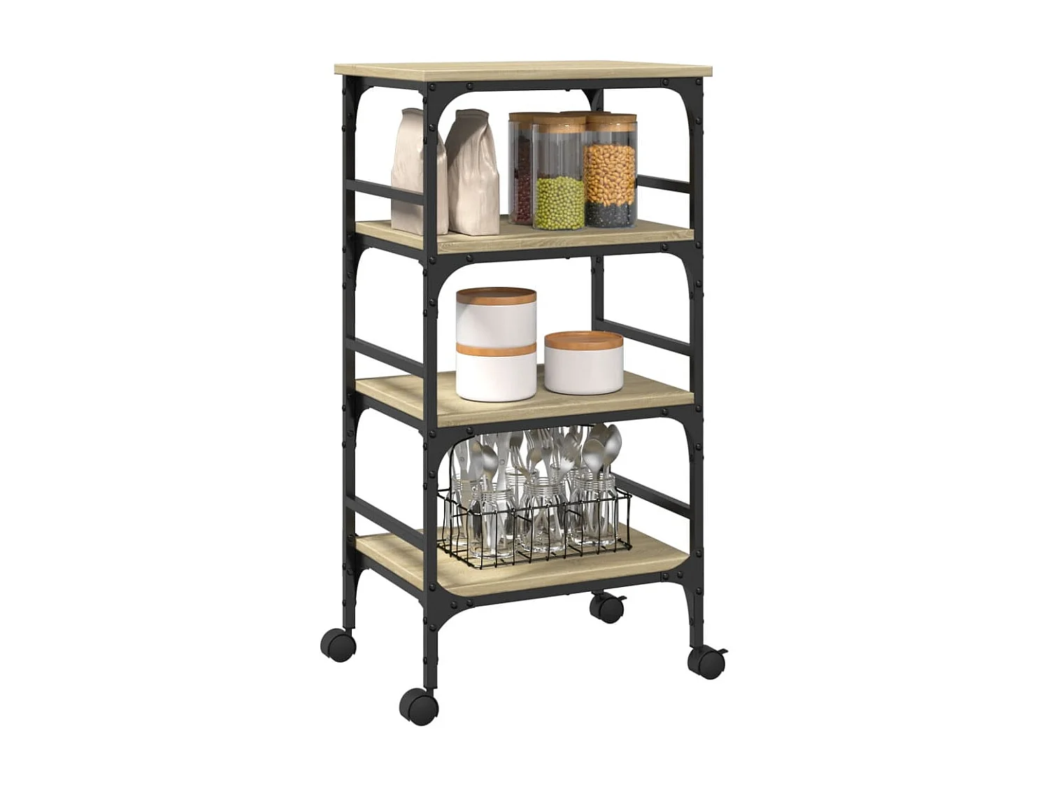 Carrello Cucina Rovere Sonoma 45x35x89,5 cm Legno Multistrato