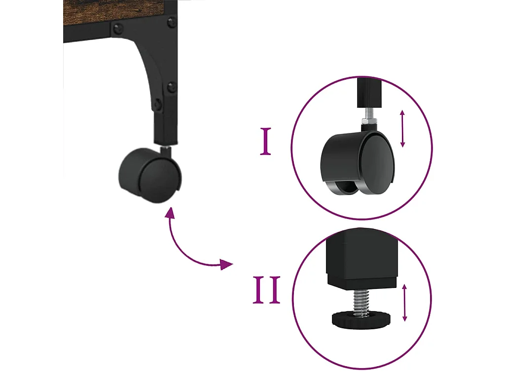 Chariot de cuisine chêne fumé 60,5x31x72,5 cm bois d'ingénierie