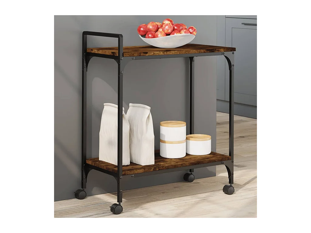 Chariot de cuisine chêne fumé 60,5x31x72,5 cm bois d'ingénierie