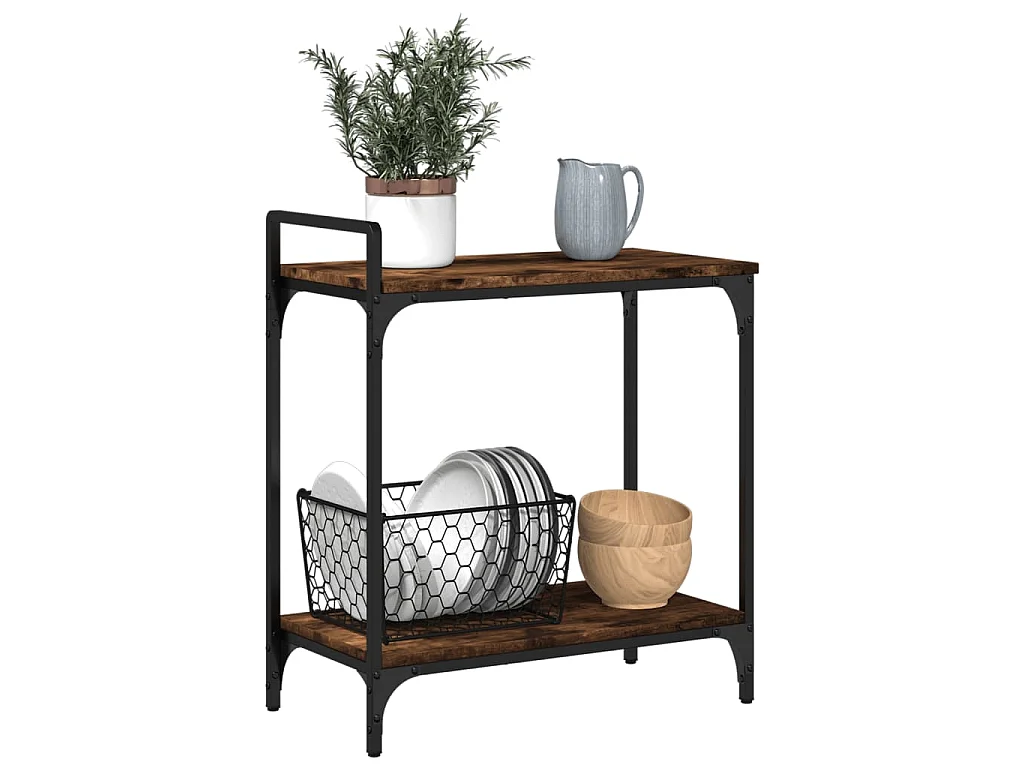 Carrello da Cucina Rovere Fumo 60,5x31x72,5cm Legno Multistrato