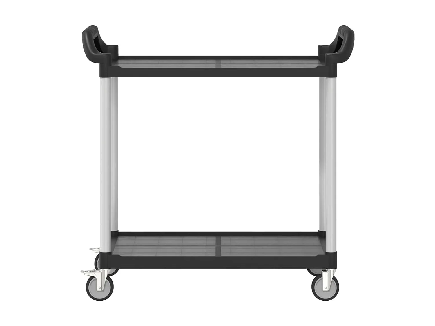 Carrello a 2 Ripiani Nero 99x50x97 cm in Alluminio