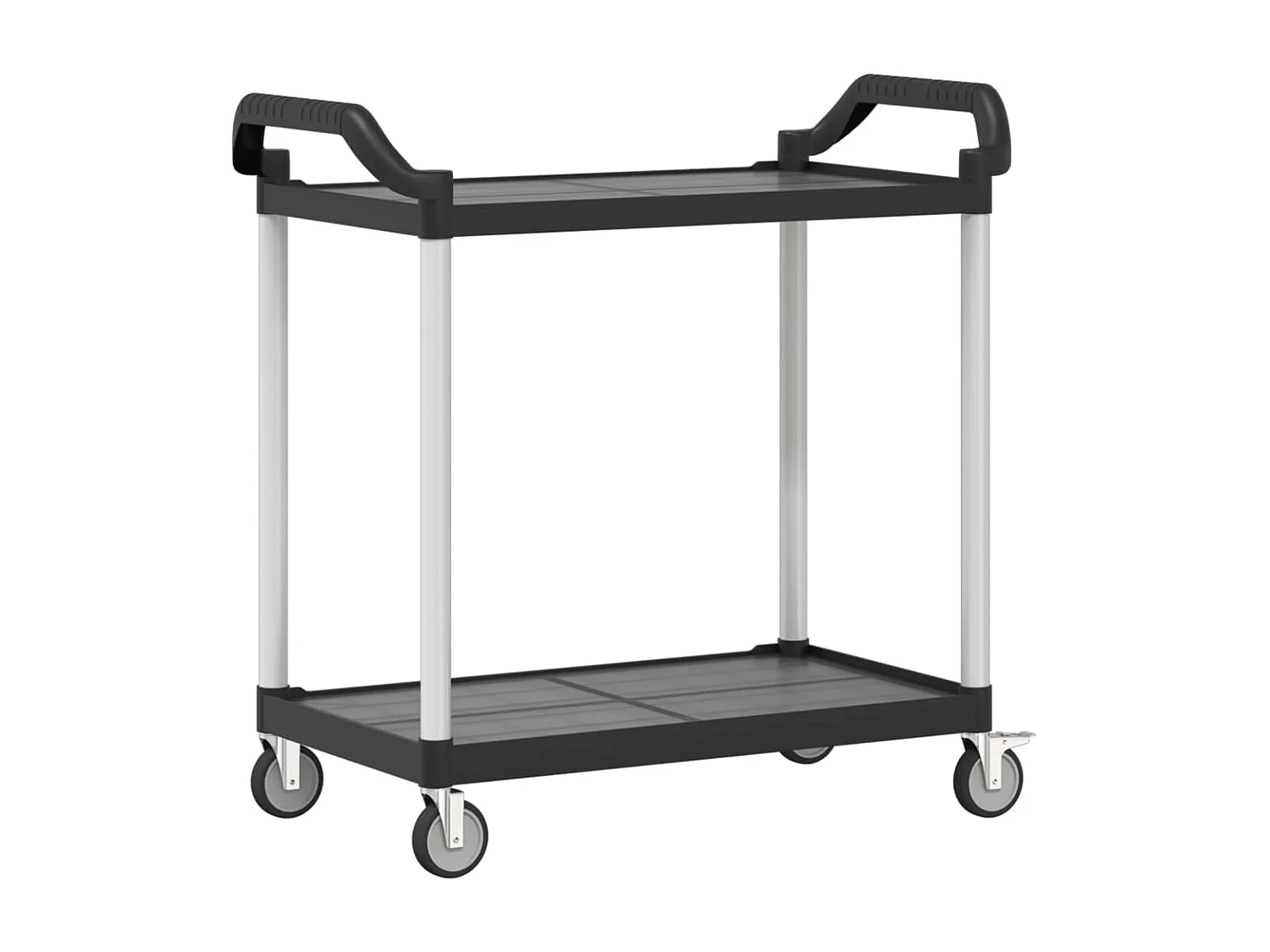 Carrello a 2 Ripiani Nero 99x50x97 cm in Alluminio