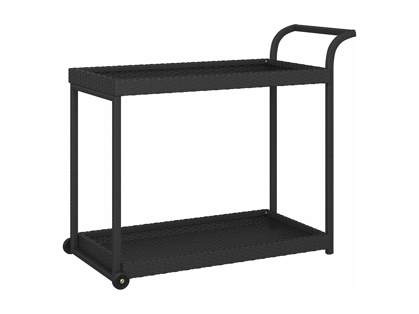 Chariot de bar Noir 100x45x83 cm Résine tressée