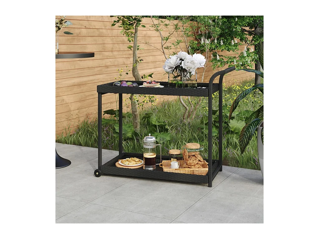 Barwagen Schwarz 100x45x83 cm Poly Rattan