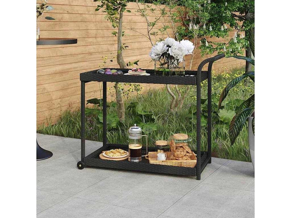 Barwagen Schwarz 100x45x83 cm Poly Rattan