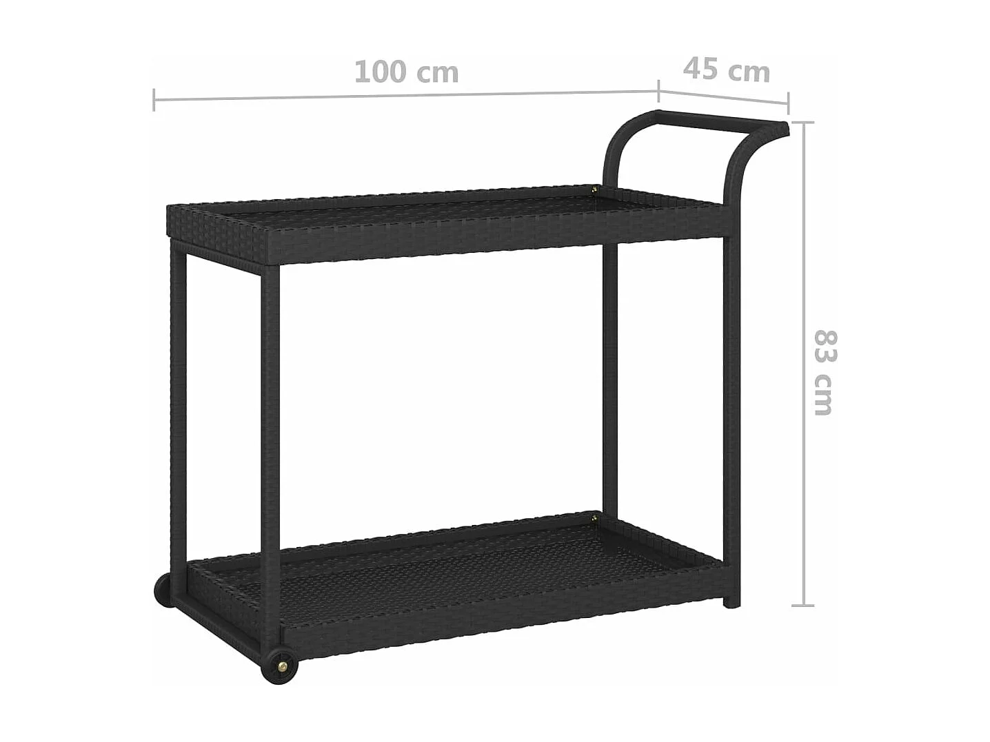 Barwagen Schwarz 100x45x83 cm Poly Rattan