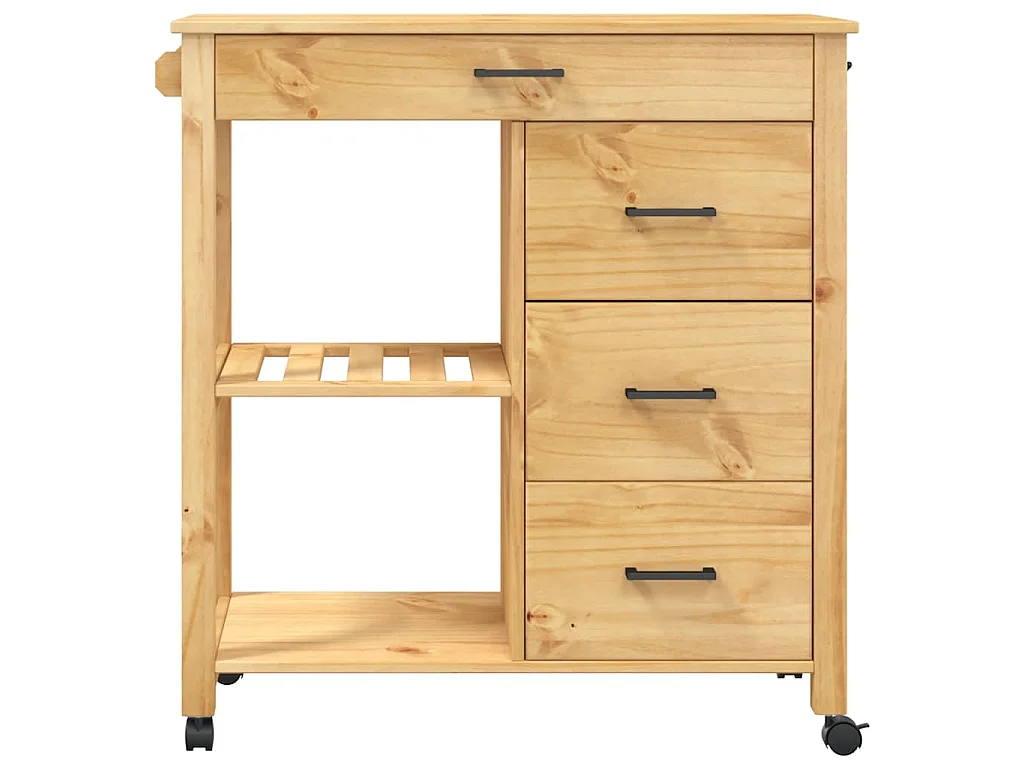 Chariot de cuisine MONZA 84x40x88,5 cm cire de miel bois massif de pin