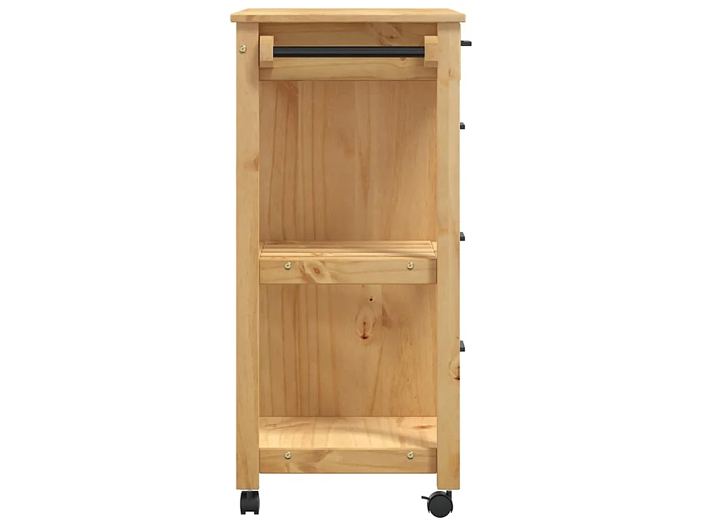 Chariot de cuisine MONZA 84x40x88,5 cm cire de miel bois massif de pin