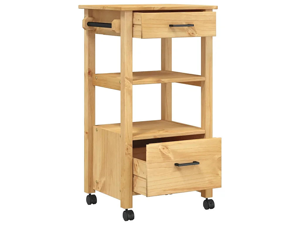 Chariot de cuisine MONZA 48x40x88,5 cm bois massif de pin