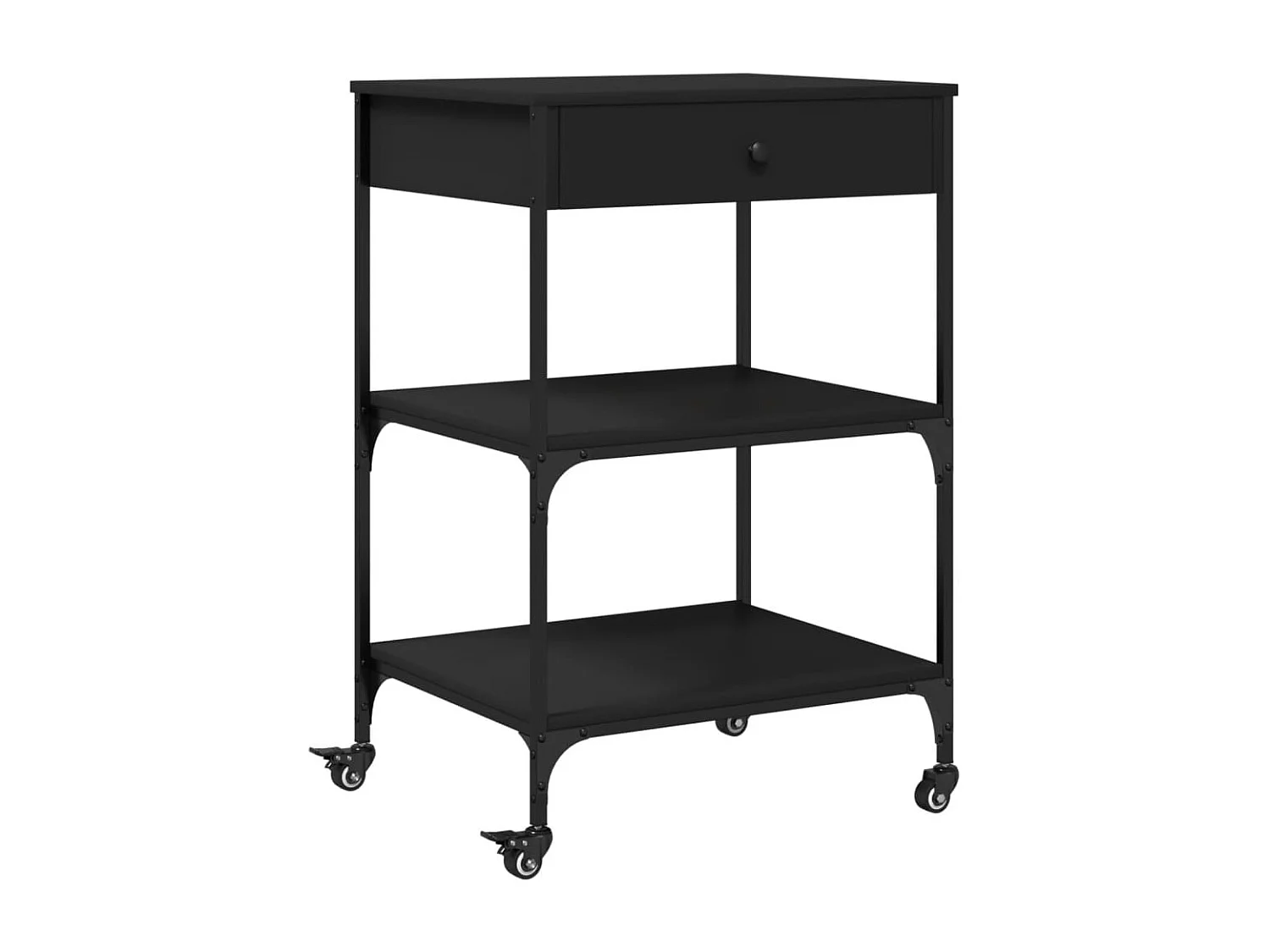 Chariot de cuisine noir 60x48x89,5 cm bois d'ingénierie