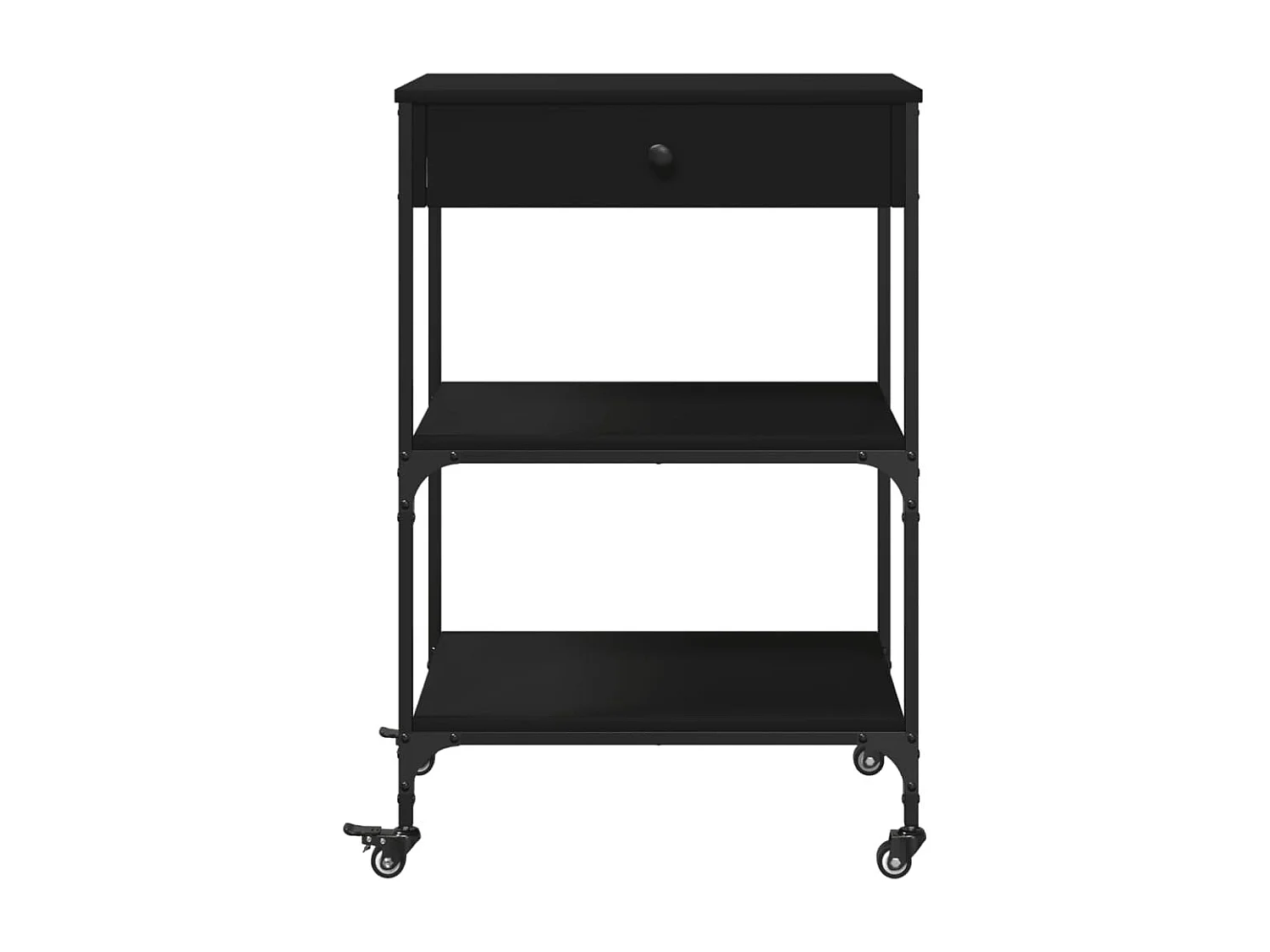 Chariot de cuisine noir 60x48x89,5 cm bois d'ingénierie