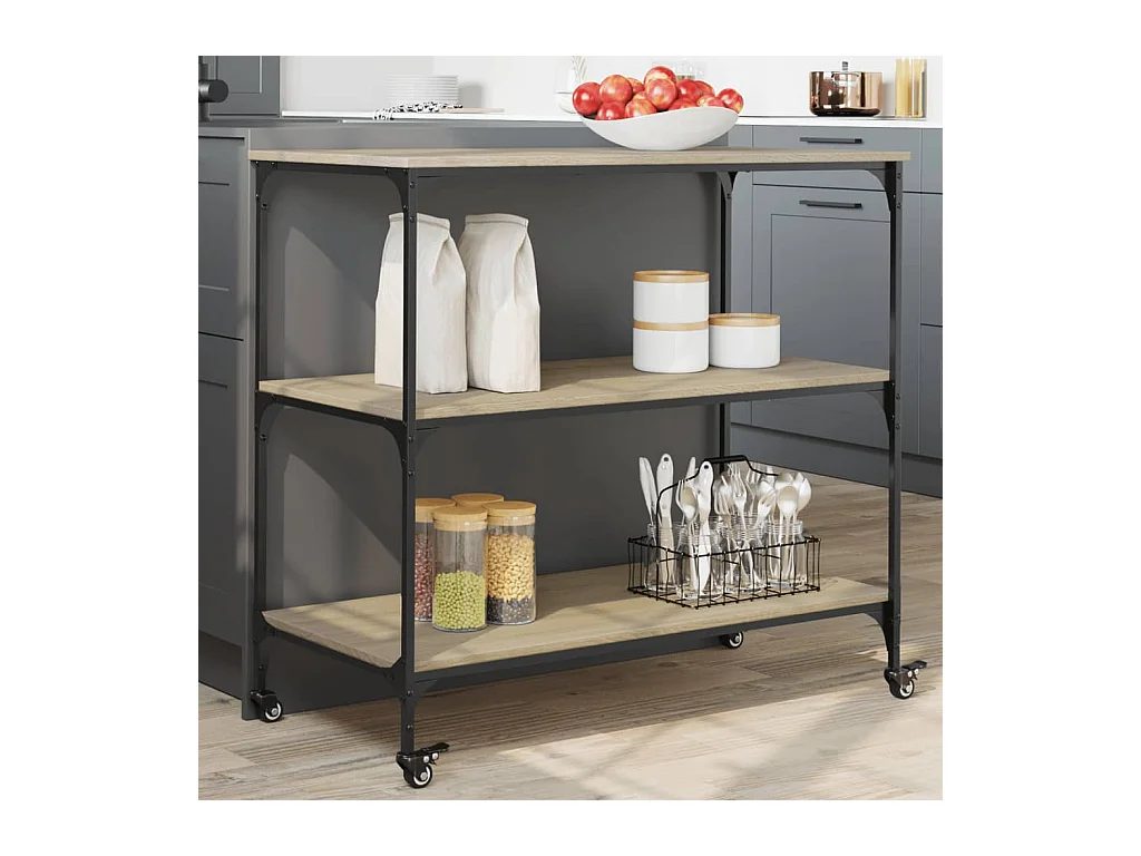 Chariot de cuisine chêne sonoma 102x50x95 cm bois d'ingénierie