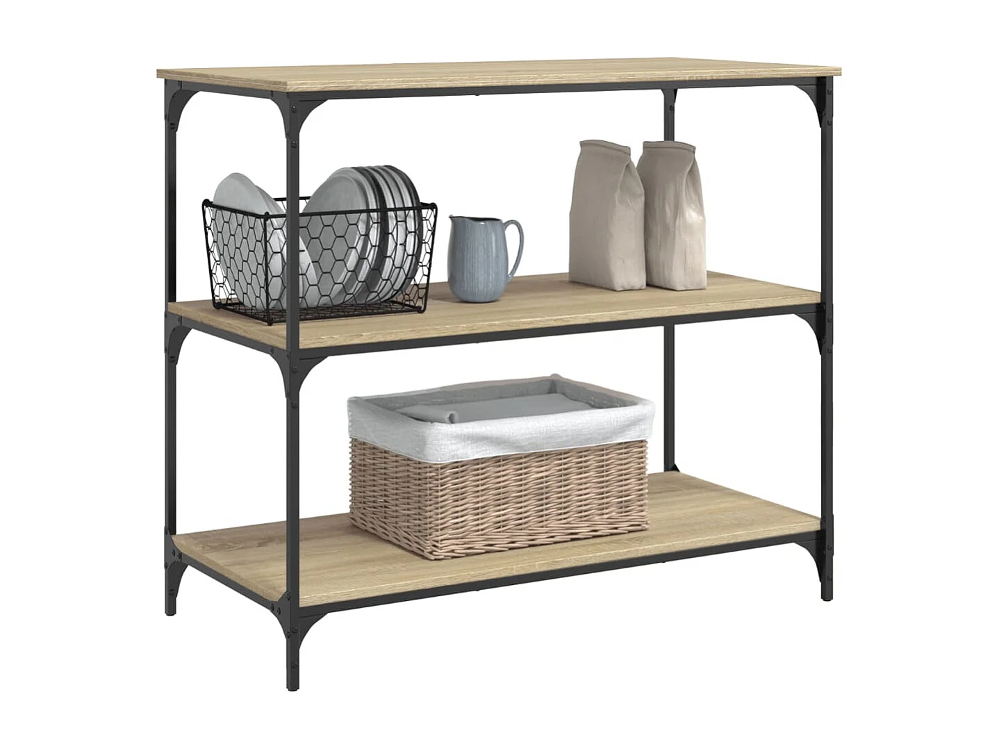 Chariot de cuisine chêne sonoma 102x50x95 cm bois d'ingénierie