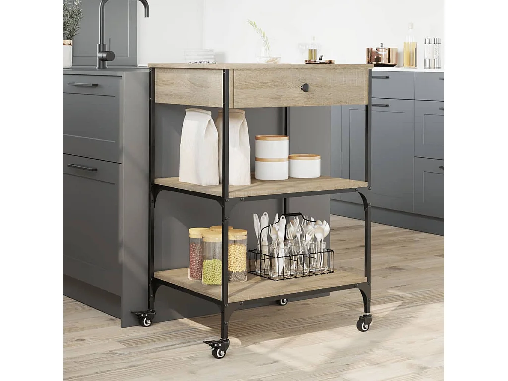 Küchenwagen Sonoma-Eiche 60x48x89,5 cm Holzwerkstoff