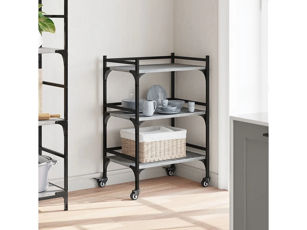 Chariot de cuisine sonoma gris 50x35x75,5 cm bois d'ingénierie