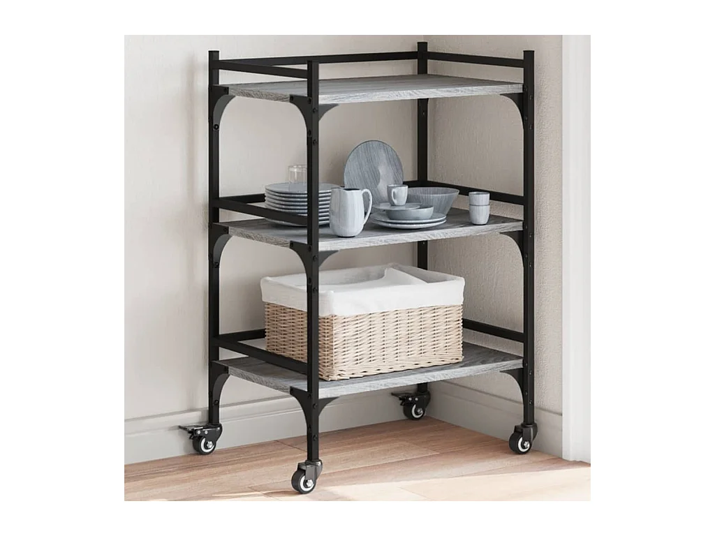 Chariot de cuisine sonoma gris 50x35x75,5 cm bois d'ingénierie
