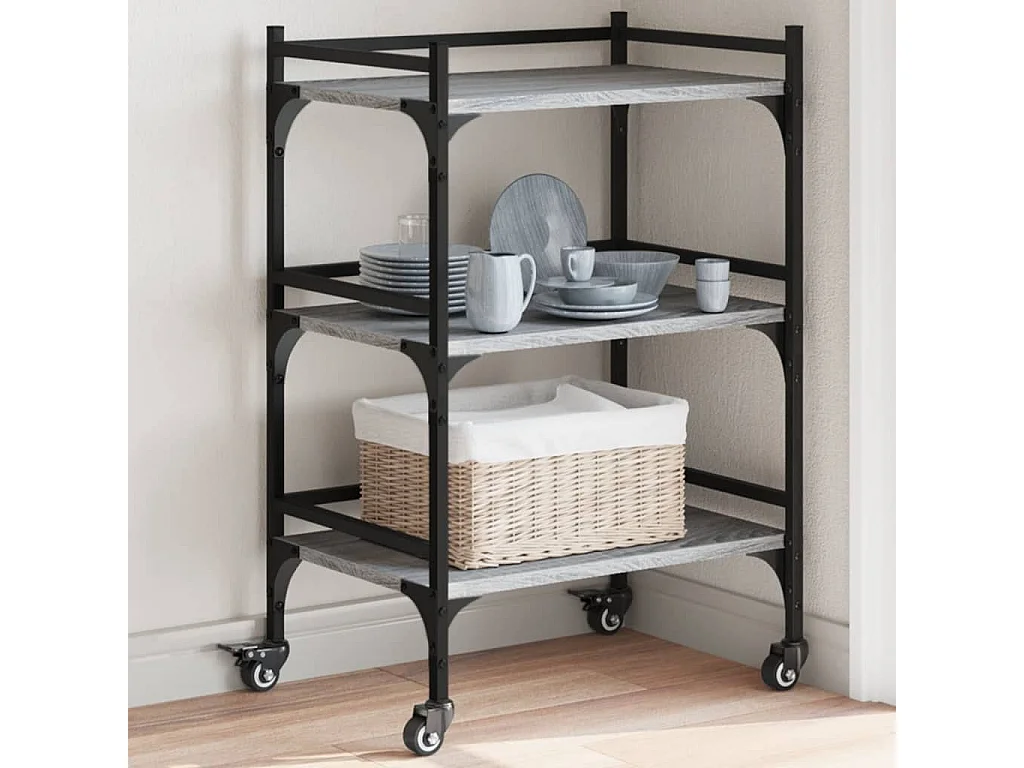 Chariot de cuisine sonoma gris 50x35x75,5 cm bois d'ingénierie