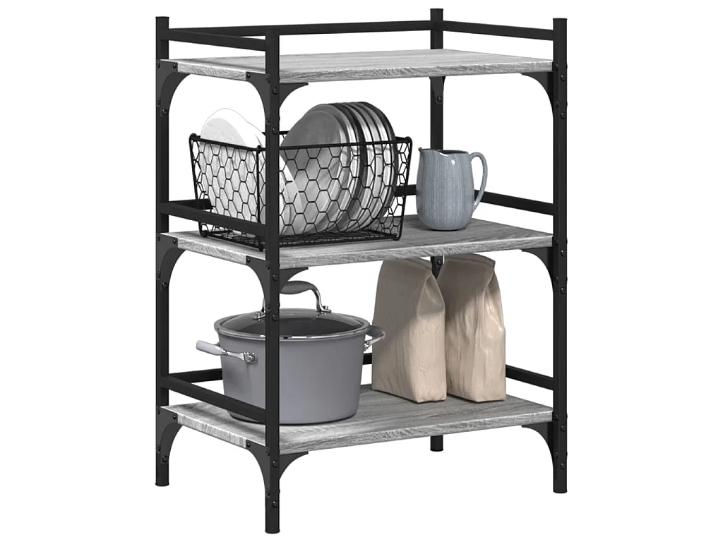Chariot de cuisine sonoma gris 50x35x75,5 cm bois d'ingénierie