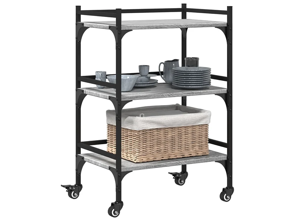 Chariot de cuisine sonoma gris 50x35x75,5 cm bois d'ingénierie
