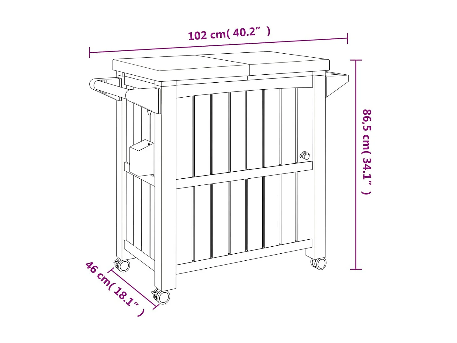 Serveerwagen 3-in-1 polypropeen lichtbruin