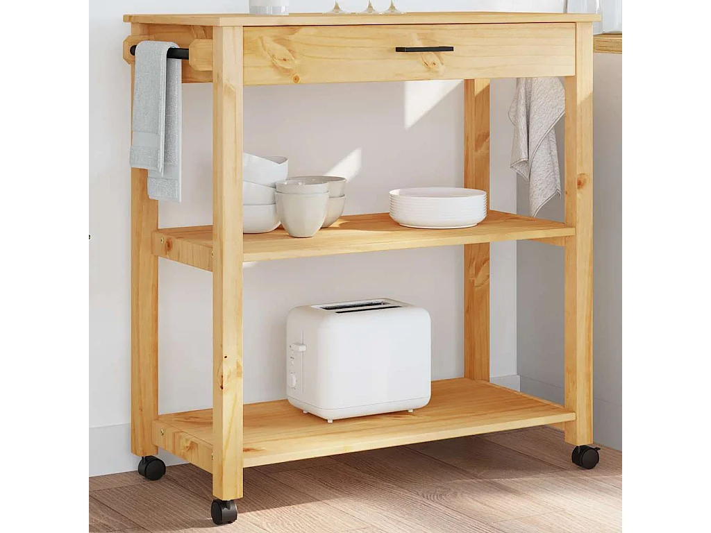 Chariot de cuisine MONZA 84x40x88,5 cm bois massif de pin