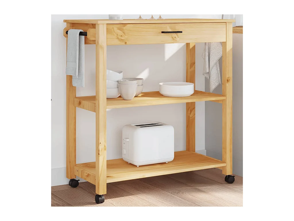 Carrello da Cucina MONZA 84x40x90 cm in Legno Massello di Pino