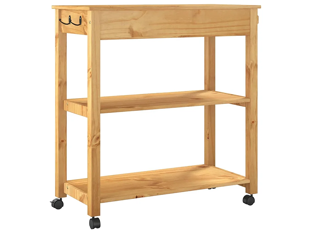 Chariot de cuisine MONZA 84x40x88,5 cm bois massif de pin