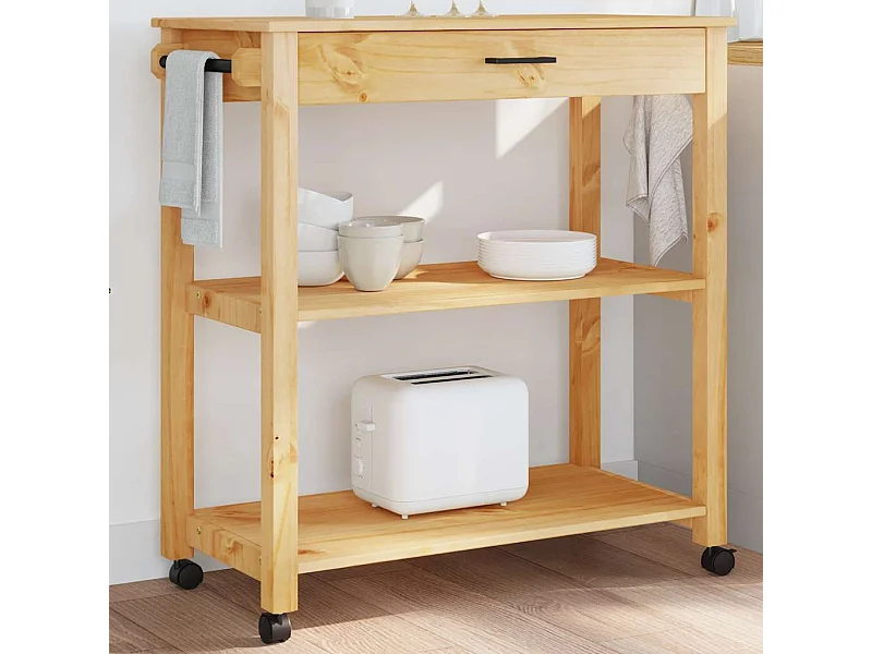 Chariot de cuisine MONZA 84x40x88,5 cm bois massif de pin