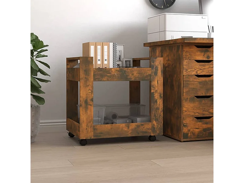 Chariot de bureau Chêne fumé 60x45x60 cm Bois d'ingénierie