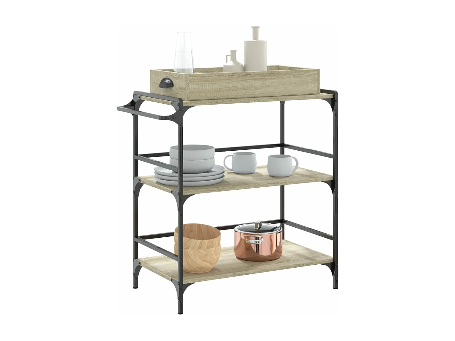 Chariot de cuisine chêne sonoma 81,5x41x92,5 cm bois ingénierie