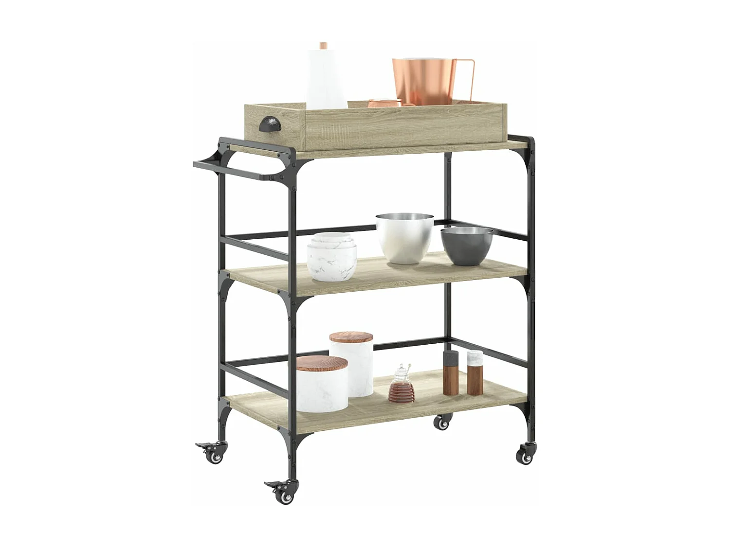 Chariot de cuisine chêne sonoma 81,5x41x92,5 cm bois ingénierie