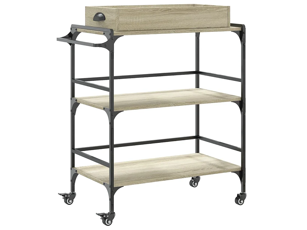 Carrello Cucina Rovere Sonoma 81,5x41x92,5 cm Legno Multistrato