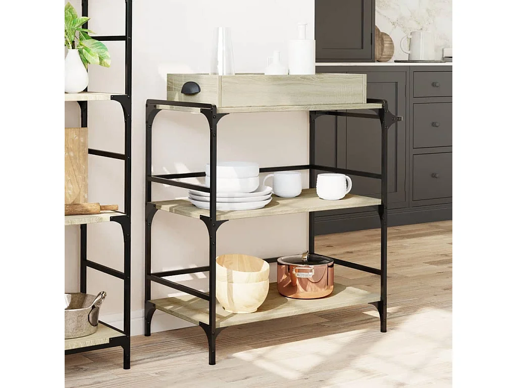 Carrello Cucina Rovere Sonoma 81,5x41x92,5 cm Legno Multistrato