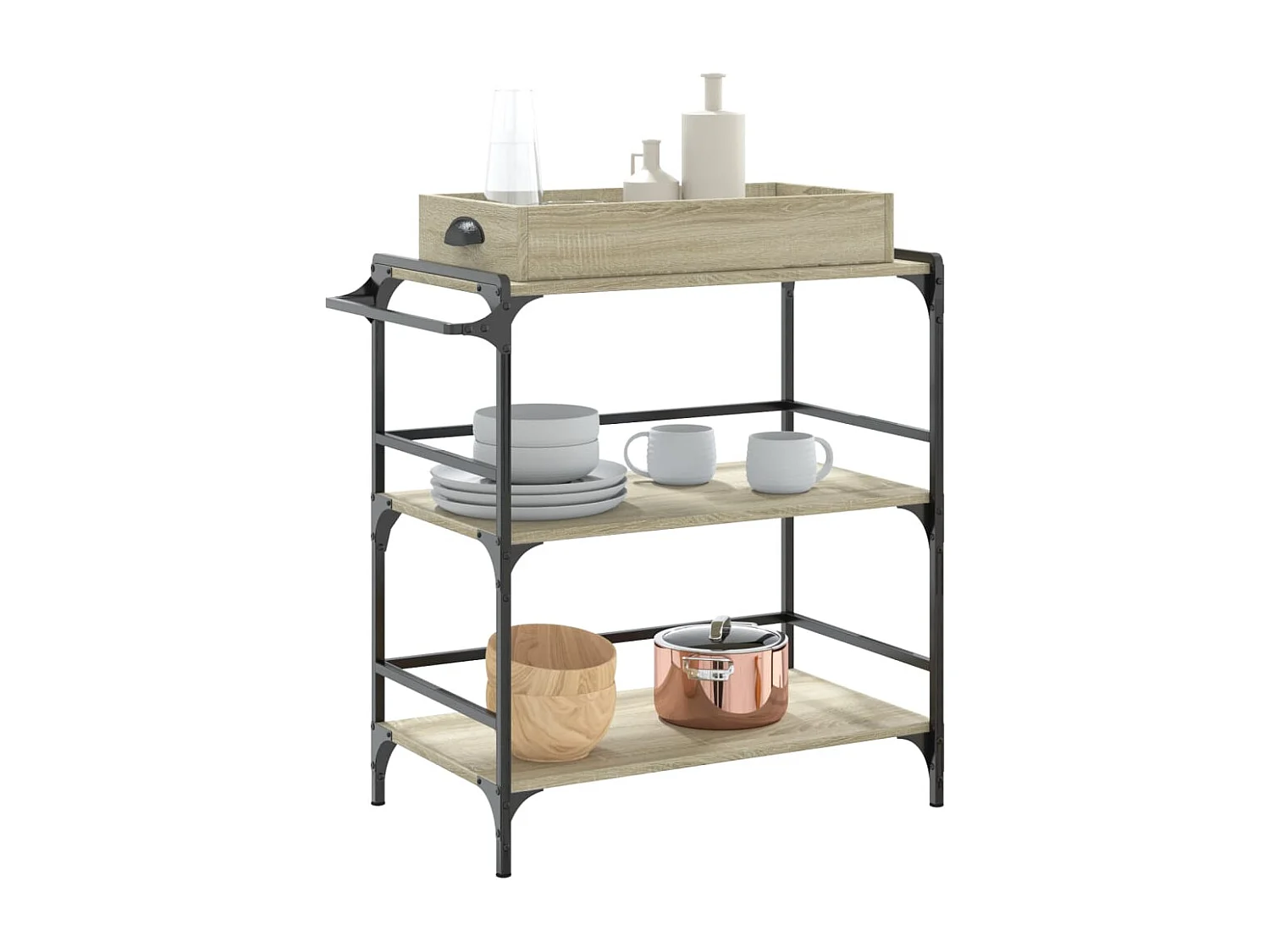 Carrello Cucina Rovere Sonoma 81,5x41x92,5 cm Legno Multistrato