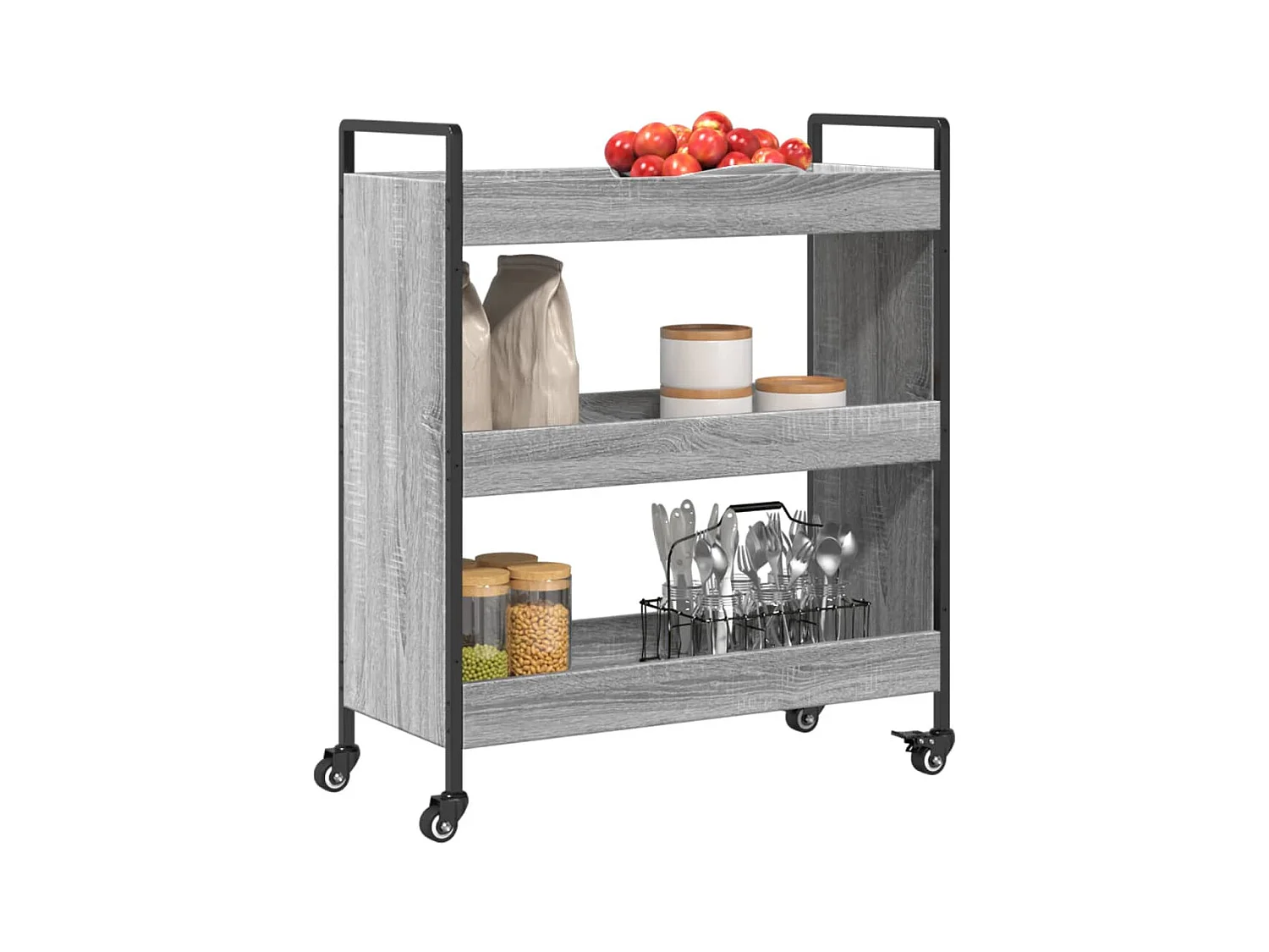 Chariot de cuisine sonoma gris 70x30x82 cm bois d'ingénierie