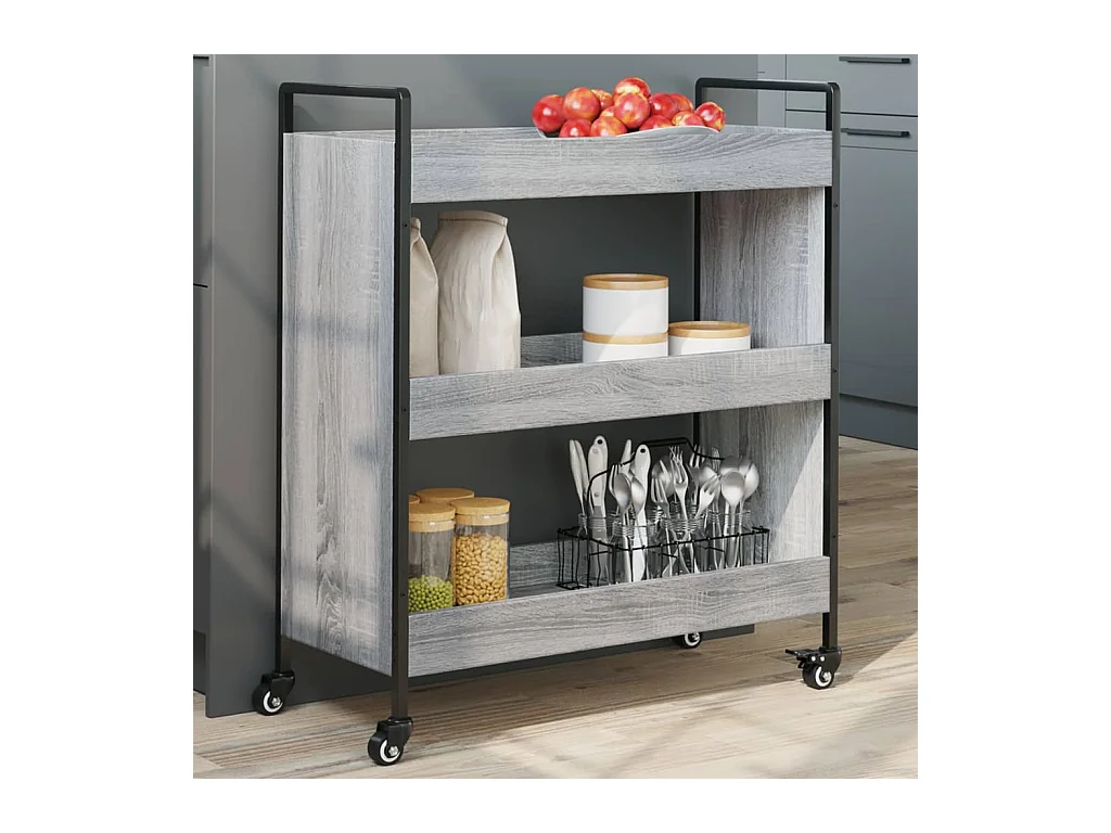 Chariot de cuisine sonoma gris 70x30x82 cm bois d'ingénierie