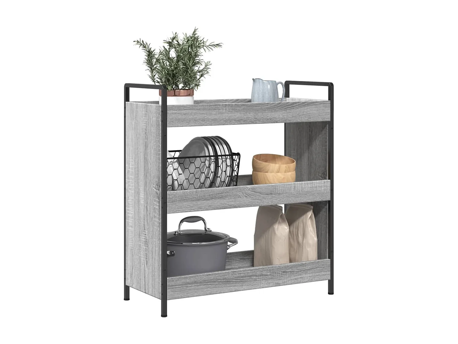 Keukentrolley 70x30x82 cm bewerkt hout grijs sonoma eikenkleur