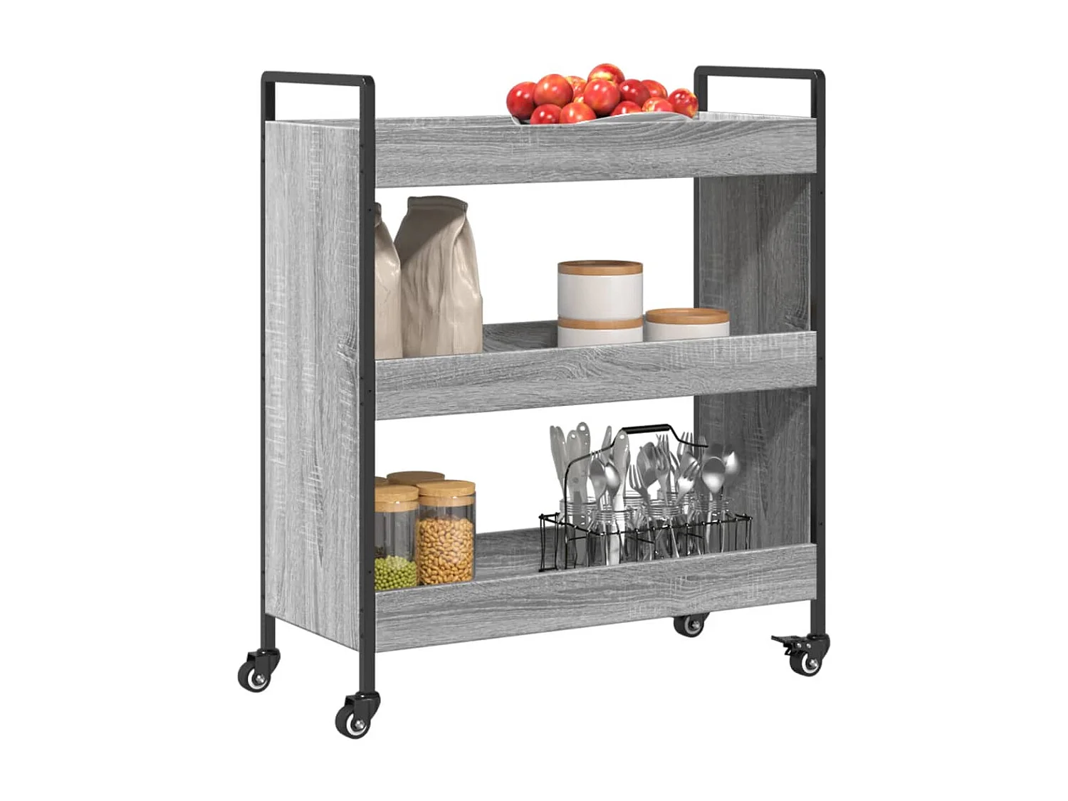 Keukentrolley 70x30x82 cm bewerkt hout grijs sonoma eikenkleur